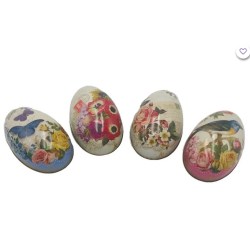 NOS2886 NOSTALGIA EGG TINS FLOWERS BUTTERFLY BIRD POPPIES